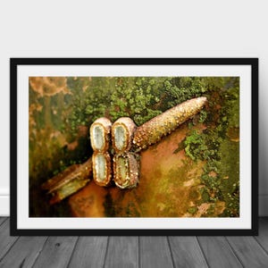 Rocket 88 V8 Engine Print: Rusted Metal Classic Car Wall Art