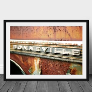 Bonneville Car Print, Retro Art Prints, Vintage Car Art, Mancave Decor, Garage Art, Rusted Metal, Boyfriend Gift,Man Cave Wall Art,Old Cars
