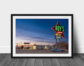 Roy's Motel Cafe - Vintage Route 66 Highway - Route 66 Photography Print - Amboy California -Roy's Motel Photo - Vintage Sign Print