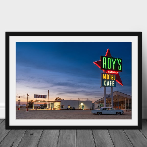 Roy's Motel Cafe - Vintage Route 66 Highway - Route 66 Photography Print - Amboy California -Roy's Motel Photo - Vintage Sign Print