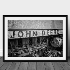 John Deere Tractor  - Black & White, Tractor Photography, Americana Photography, Farmhouse Photography, Metal Wall Art