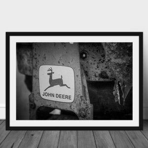 John Deere Tractor Photograph - Black & White, Tractor Photography, Americana Photography, Farmhouse Photography, Metal Wall Art