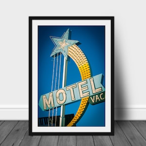 Las Vegas Motel Neon Sign Print: Mid Century Modern Wall Art