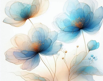 Abstract Watercolor Flower Clipart: Printable Floral Art (Digital Download)