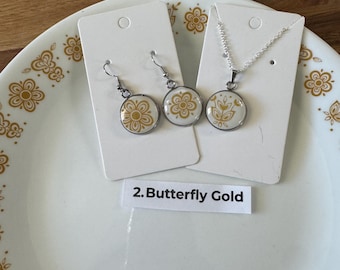 Pendientes vintage de vajilla Corelle