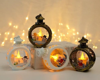Linterna LED navideña: muñeco de nieve, decoración para árbol