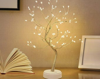 Lámpara LED para árbol: Árbol Kinamy con iluminación blanca cálida y ramas ajustables