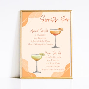 Enseigne de bar Aperol Spritz, enseigne de bar Spritz, signalétique de soirée à thème Aperol Spritz, modèle modifiable sur Canva