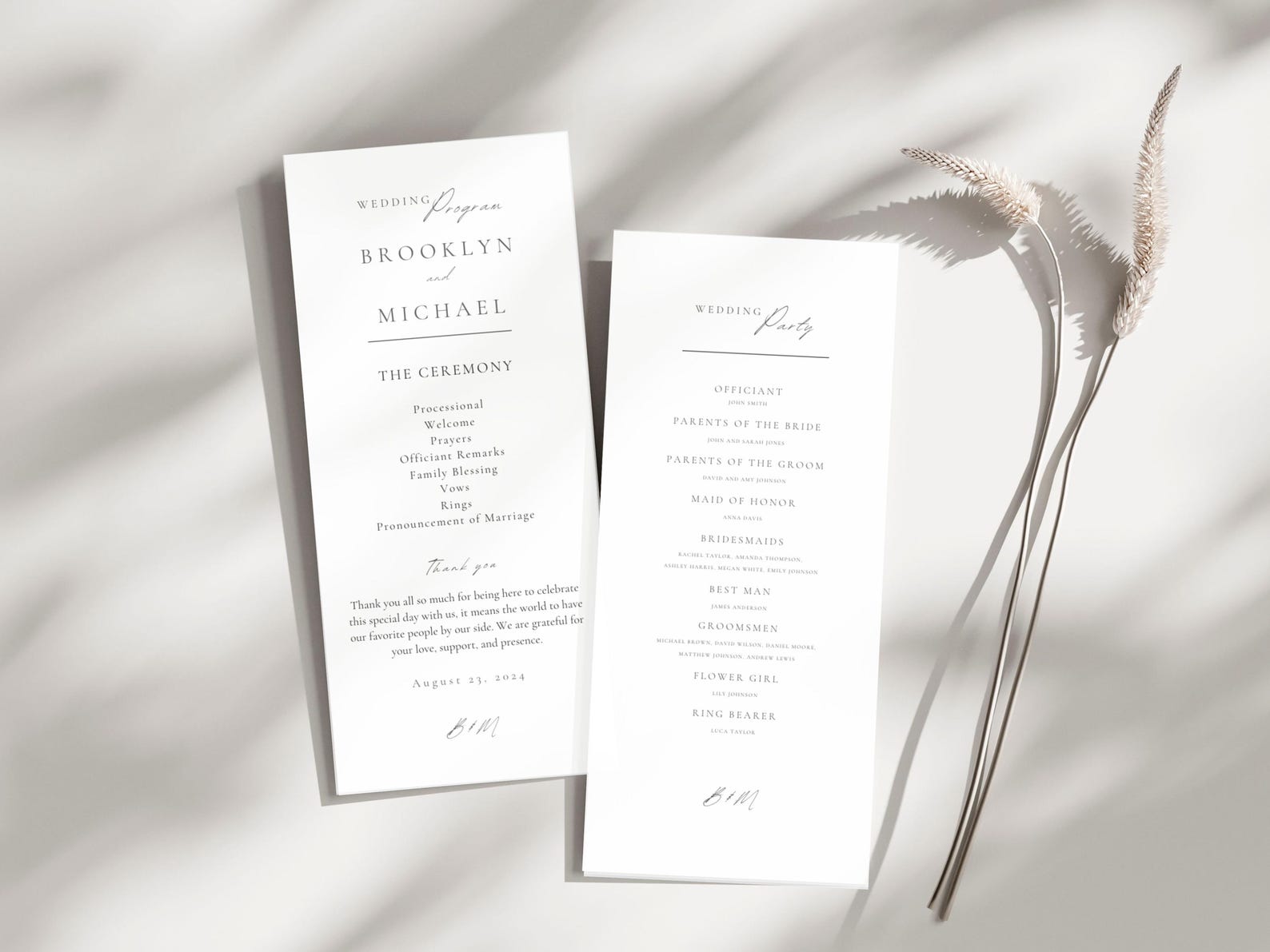 Wedding Program Template, Classic Wedding Program Signage, Includes One ...