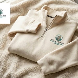 Anpassad broderad logotyp med kvarts dragkedja, tröja med märkeslogotyp, företagsuniform, personliga företagskläder, arbetskläder