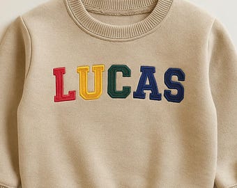 Sudadera con nombre personalizado bordado para bebé, cuello redondo personalizado para niño pequeño, traje bordado para recién nacido, regalo para baby shower