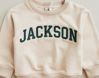 Sudadera bordada personalizada para bebé, cuello redondo para niño con nombre personalizado bordado, traje bordado para recién nacido, regalo para baby shower