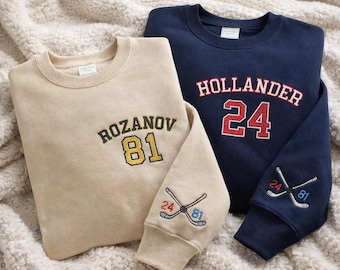 Embroidered Team Sweatshirt, LGBT Hockey Romance Crewneck, Rivalry Fan Gift, Movie Inspired Shirt, Gift For Fan