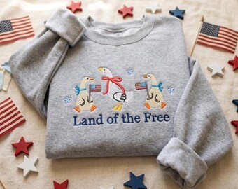 Bluza z haftem "Patriotyczne gęsi", bluza z okrągłym dekoltem "Firequacker Goose", koszulka z okazji 4 lipca w USA, Dzień Niepodległości