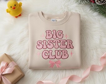 Große Schwester Stickerei Sweatshirt, Geschwister Ankündigung Shirt, neues Baby Geschwister Shirt für große Schwestern, Baby-Dusche-Geschenk, Weihnachtsgeschenk