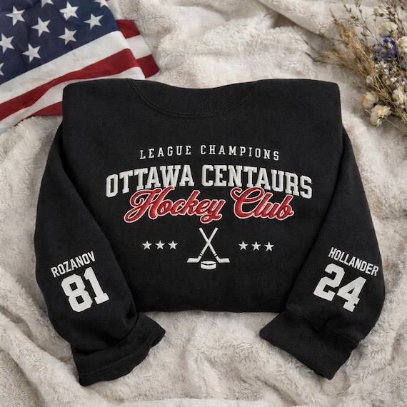 Embroidered Hockey Sweatshirt, Vintage Hockey Club Crewneck, Ottawa Centaurs League Champions Shirt, Hollander 24 Rozanov 81 Sports Fan Gift