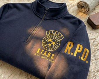 Sudadera Resident Evil STARS con cremallera de un cuarto, sudadera de la policía de Raccoon City, camiseta bordada de RPD, regalo para gamers, ropa urbana táctica.