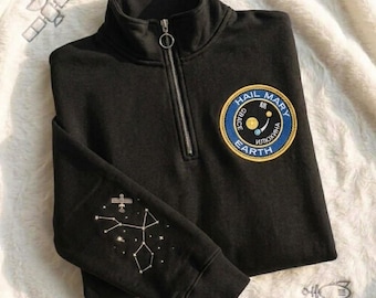 Project Hail Mary Grace Embroidered Quarter Zip, Sci Fi Space Sweatshirt, Amaze Amaze Amaze Shirt, Astronomy Fan Gift