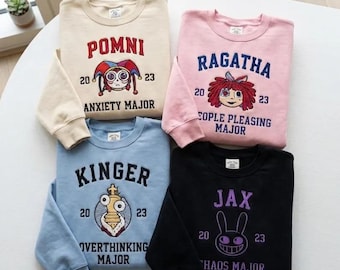 The Amazing Digital Circus Embroidered Sweatshirt, Pomni Jax Ragatha Gangle Shirt, Caine Kinger Zoobla Shirt, Gamer Gift