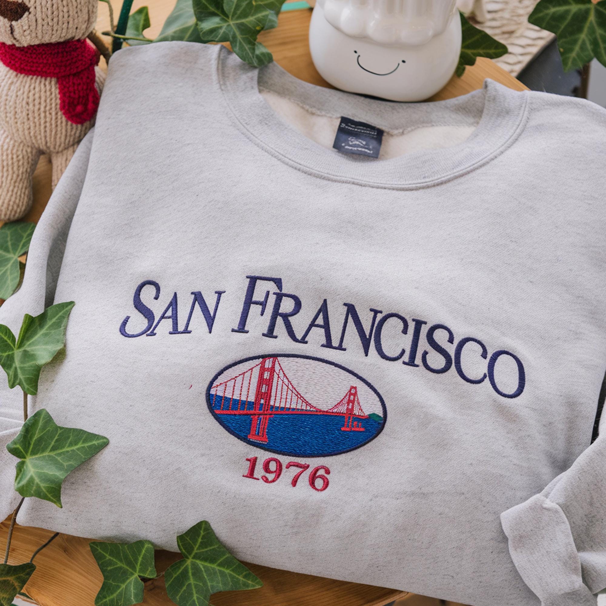 Sweat Vintage USA San Francisco Golden Gate – Années 80/90 – 1/4 Zip – Homme XL