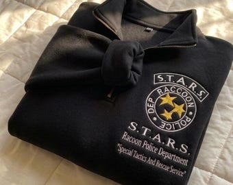 Sudadera con cremallera de un cuarto bordada de Resident Evil, camiseta de Leon Kennedy de RE2, jersey de terror de supervivencia, sudadera de Umbrella Corporation, regalo para gamers