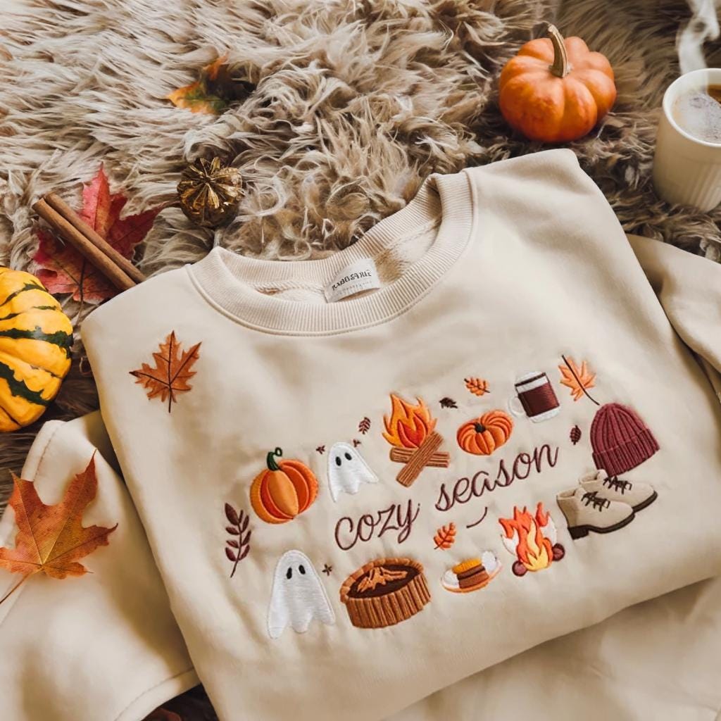 Cozy Season Embroidered Sweatshirt, Cozy Season Sweatshirt, Autumn ...