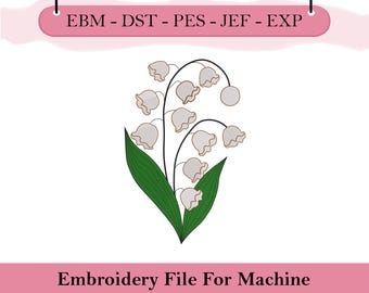 Lily of the Valley Embroidery File, May Birth Flower Machine Embroidery Design, Floral Embroidery Pattern, Instant Download