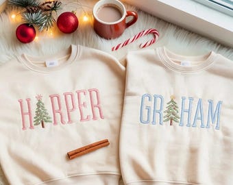 Aangepaste naam kindersweater, geborduurd kerstshirt, babysweater peuter, kerstcadeau, kerst gepersonaliseerd kindersweater