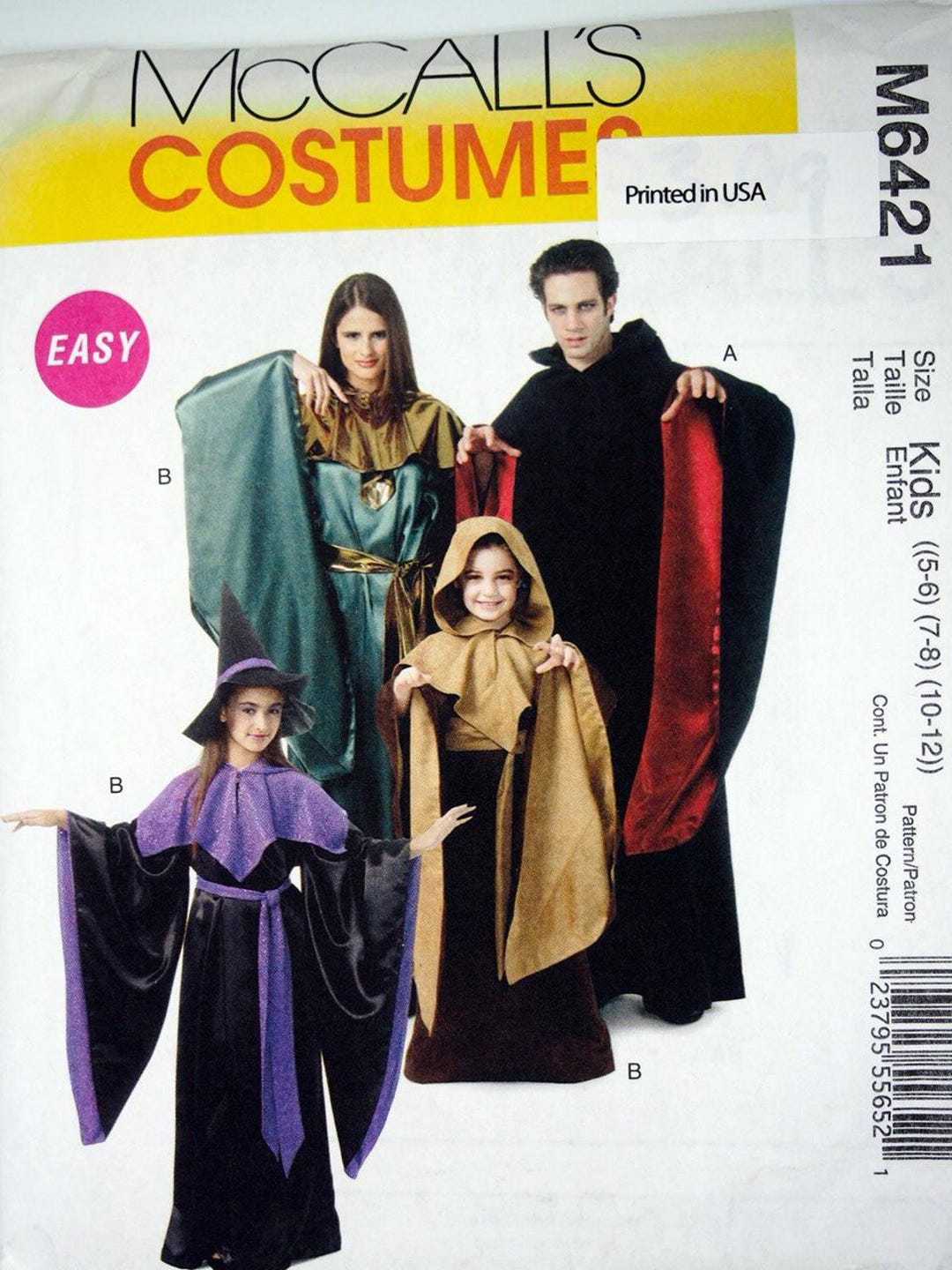 Mccall’s 6421, Wizard and Hooded Cloak Costumes – Sewing Pattern - Etsy
