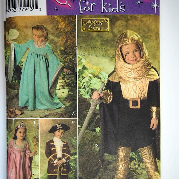 Patron De Costume Simplicity 4944 - Contes De Fées Enfant Taille 3-8 (Chevalier, Princesse, Pirate)
