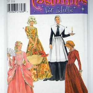 Può includere: Modello di costume Simplicity per adulti. Il modello presenta quattro diversi modelli di costumi storici. I costumi includono un lungo abito rosa, un abito giallo floreale, un completo bianco e nero e un abito rosso. Il modello include la taglia U 16, 18, 20.
