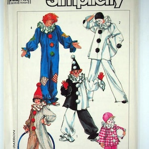 Simplicity 7649, Clown Costumes and Hats for Kids - Sewing Pattern