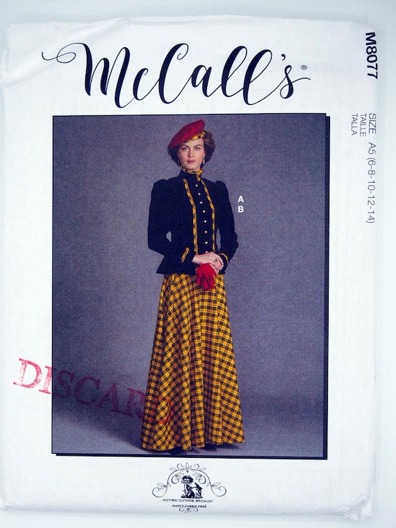 Patrón de costura McCall's 8077, chaqueta victoriana y falda