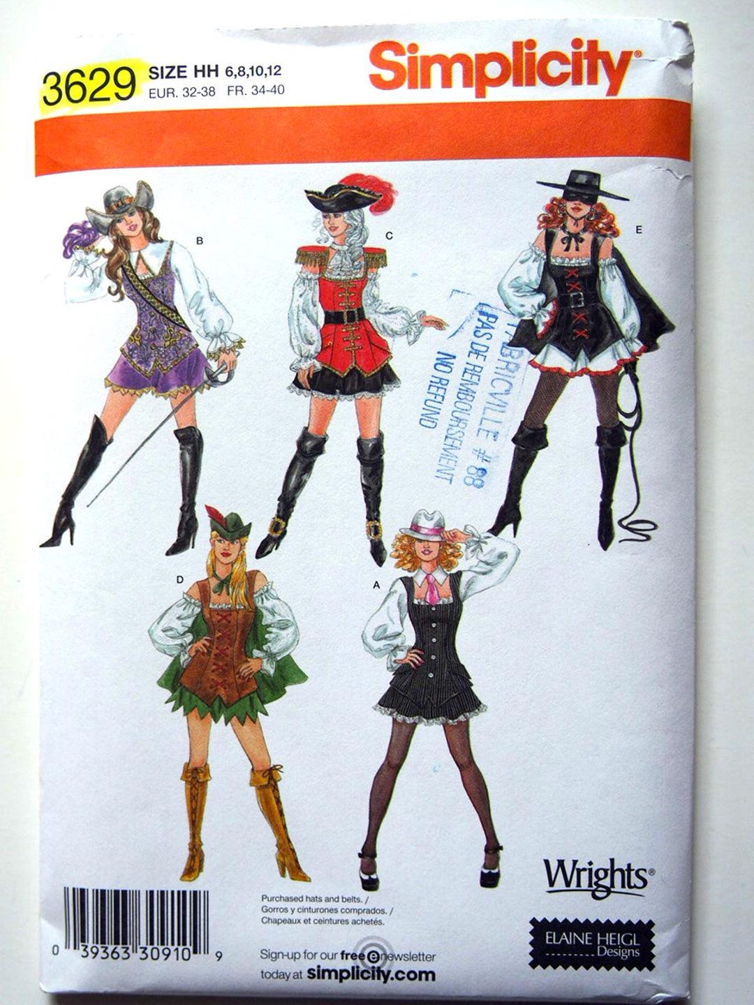 Costume Enfant Simplicity 4944 - Motif Contes De Fées, Tailles 3-8 Ans, Chevalier Princesse Pirate