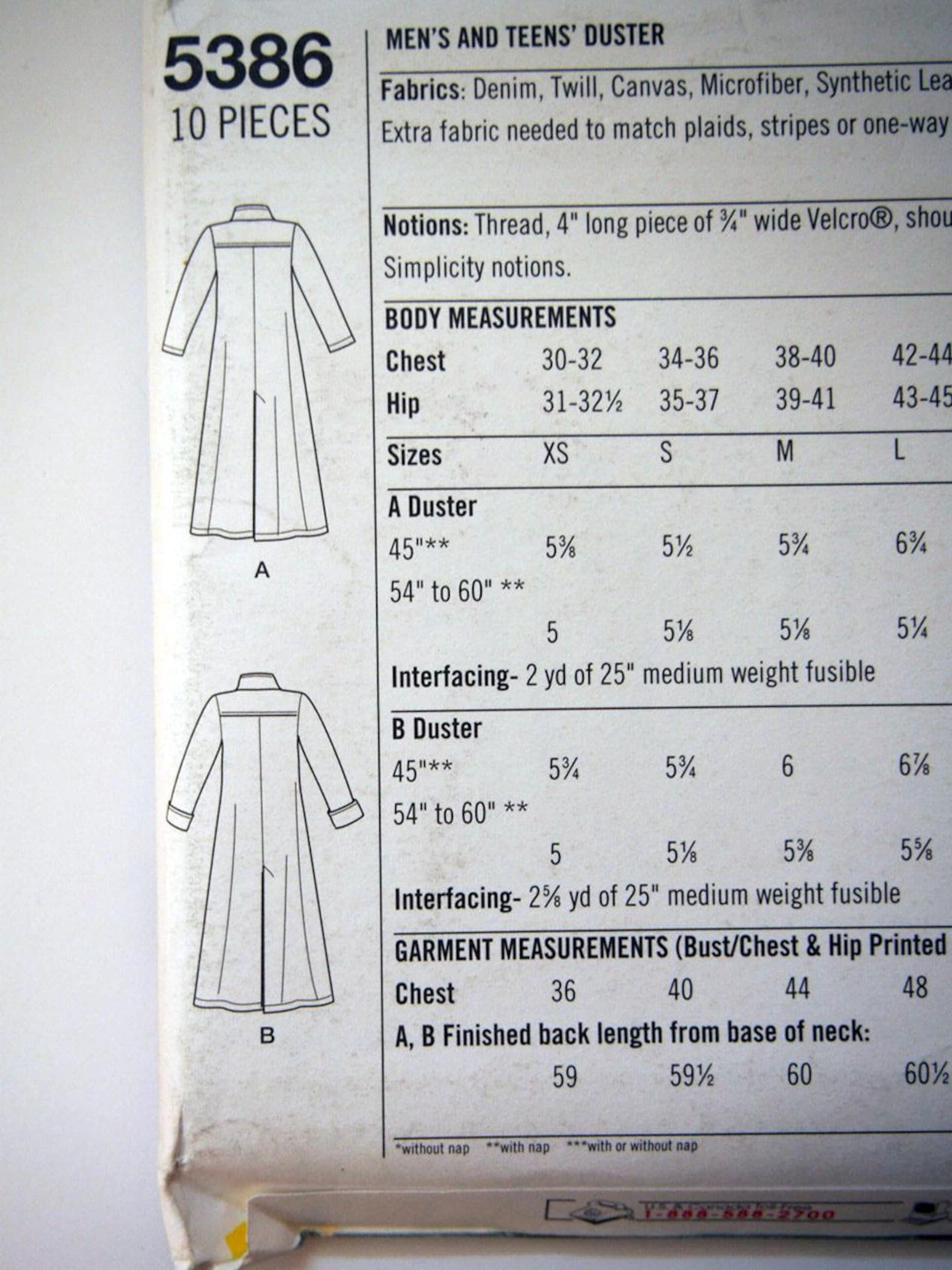 Simplicity 5386, Matrix Style Long Coat Costume for Adults - Sewing ...