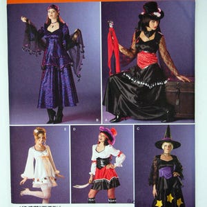 May include: Simplicity sewing pattern 2502 with costume designs. The pattern includes outfits like a witch, pirate, and gothic dresses. Pattern sizes are K5, sizes 8, 10, 12, 14, and 16. The Simplicity logo is at the top. EUR sizes 34-42, FR 36-44.
