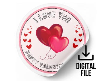 Ausdruckbare Valentinstag-Aufkleber, Liebesaufkleber, Valentinstags-Partyaufkleber SVG, Konditoreiaufkleber, Ich liebe dich-Aufkleber, Ivery-Aufkleber