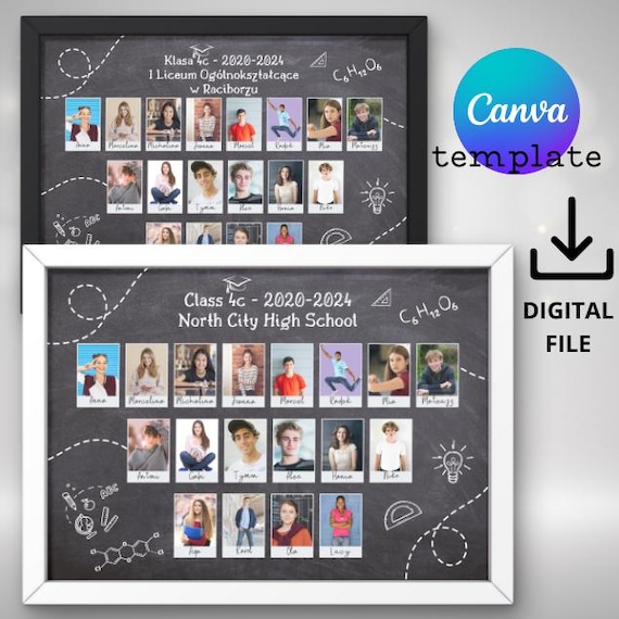 Editable class table school graduates, Canva school friends photos, Class photo template, a souvenir of graduation, graduation gift,