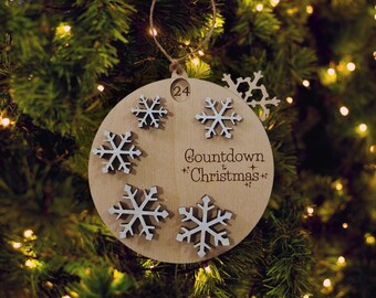 Verschiebbarer Schneeflocken-Kugel-Countdown bis Weihnachten, Schneeflocken-Hebel zum Drehen und Herunterzählen. LASER-CUT-DATEIEN, dxf, SVG bereit