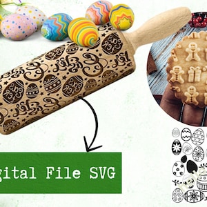 Easter Engraved Rolling Pin Patterns - Dxf & SVG files, digital easter rolling pin, engraved rolling pin, Easter cookie roller