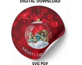 Druckbare Weihnachtsaufkleber, Feiertagsaufkleber, Weihnachtsaufkleber SVG, Winter-Svg-Bundle, Frohes Neues Jahr-Aufkleber, Frohe Weihnachten SVG