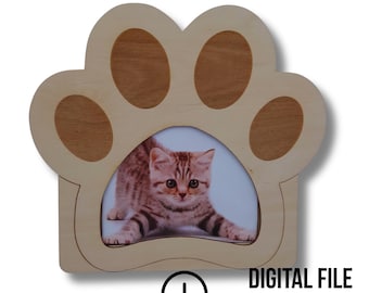 Dog or Cat Paw Photo Frame – Laser Cut File | SVG Digital Download | Pet Photo Frame with Stand| Digital Download |