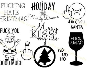 Weihnachtsschmuck für Erwachsene, Fuck Christmas pdf, SVG für Schnittdatei, graviert, Weihnachtsbaum, handgezeichnet, SVG, pdf, Hate Christmas dxf