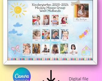 Editable class table school graduates, Canva kindergarten friends photos, class photo, graduation, graduation gift, Kindergarten graduate