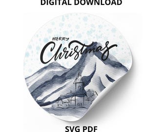 Druckbare Weihnachtsaufkleber, Feiertagsaufkleber, Weihnachtsaufkleber SVG, Winter-Svg-Bundle, Frohes Neues Jahr-Aufkleber, Frohe Weihnachten SVG