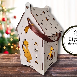Christmas Lantern NAME Svg Laser Cut Files, Lasercut File, Svg File, Lantern Laser Cut, Lasercut Candle Laser Cutting Advent lantern