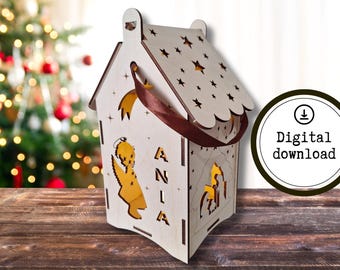 Weihnachtslaterne NAME SVG Laser Cut Dateien, Lasercut Datei, SVG Datei, Laterne Laser Cut, Lasercut Kerze Laserschneiden Adventslaterne