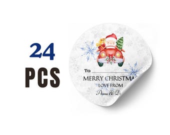 Personalisierter individueller Aufkleber | kreisen Sie kundenspezifische Aufkleber für Weihnachten ein | runde Geschenkaufkleber | handgemachte Aufkleber für Unternehmen | Frohe Weihnachten