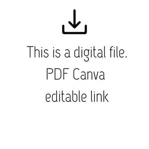 May include: Download icon with the text "This is a digital file. PDF Canva editable link"