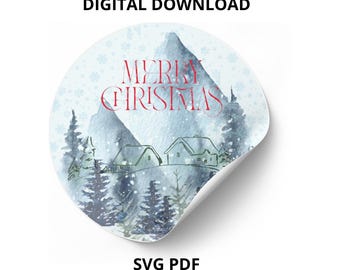 Druckbare Weihnachtsaufkleber, Feiertagsaufkleber, Weihnachtsaufkleber SVG, Winter-Svg-Bundle, Frohes Neues Jahr-Aufkleber, Frohe Weihnachten SVG